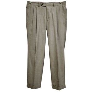 Lauren Ralph Lauren Dress Pants Mens 34x29 Beige Pleated Straight Cuffed Preppy